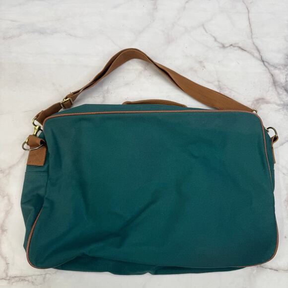 VTG Polo Ralph Lauren Shoulder Laptop Messenger Bag Green Brown Travel - Picture 3 of 4